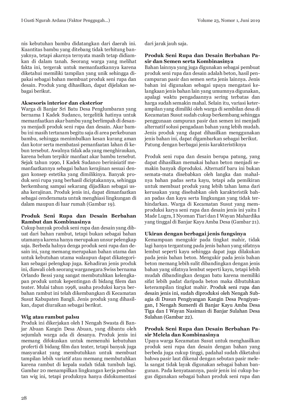 JURIS Faktor Penggugah serta Variasi Karya Seni Rupa dan Desain di Kecamatan Susut Kabupaten Bangli Provinsi Bali