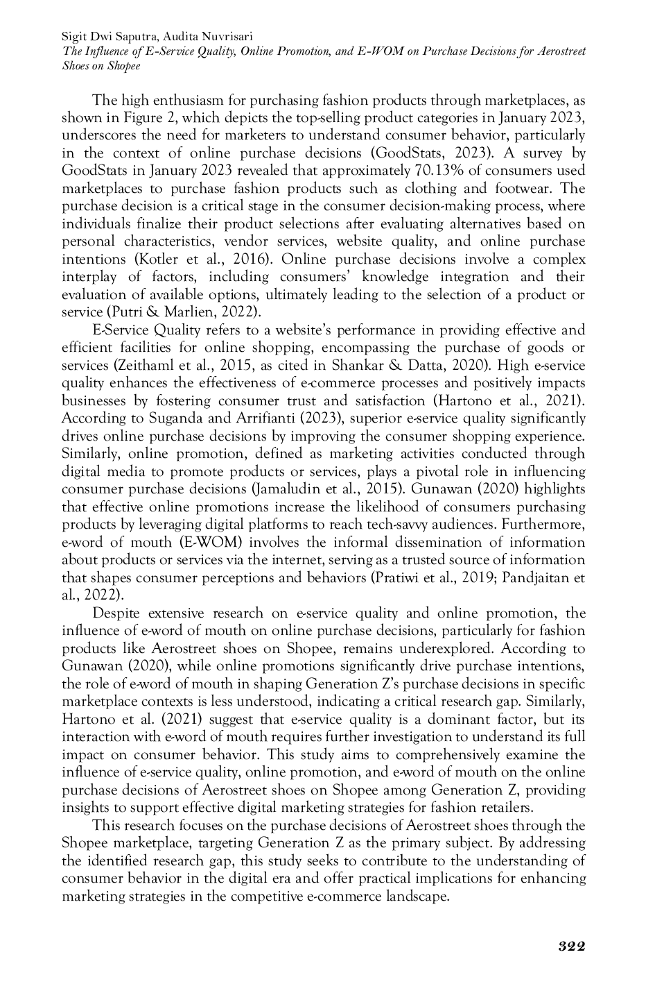 JURIS The Influence of E Service Quality Online Promotion and E WOM on Purchase Decisions for Aerostreet Shoes on Shopee