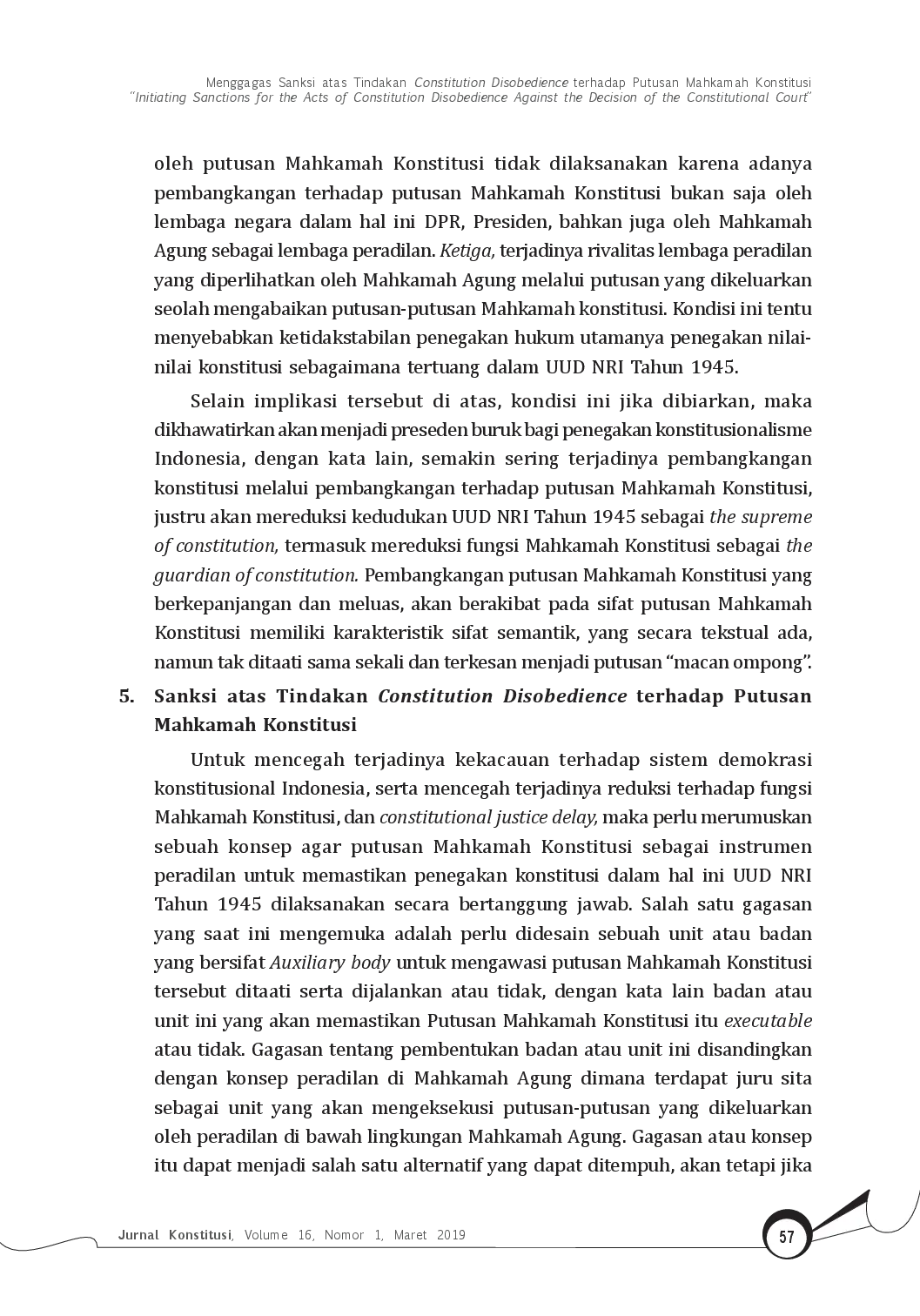 juris Menggagas Sanksi atas Tindakan Constitution Disobedience terhadap Putusan Mahkamah Konstitusi