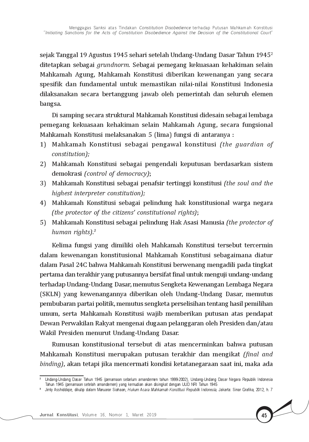 juris Menggagas Sanksi atas Tindakan Constitution Disobedience terhadap Putusan Mahkamah Konstitusi