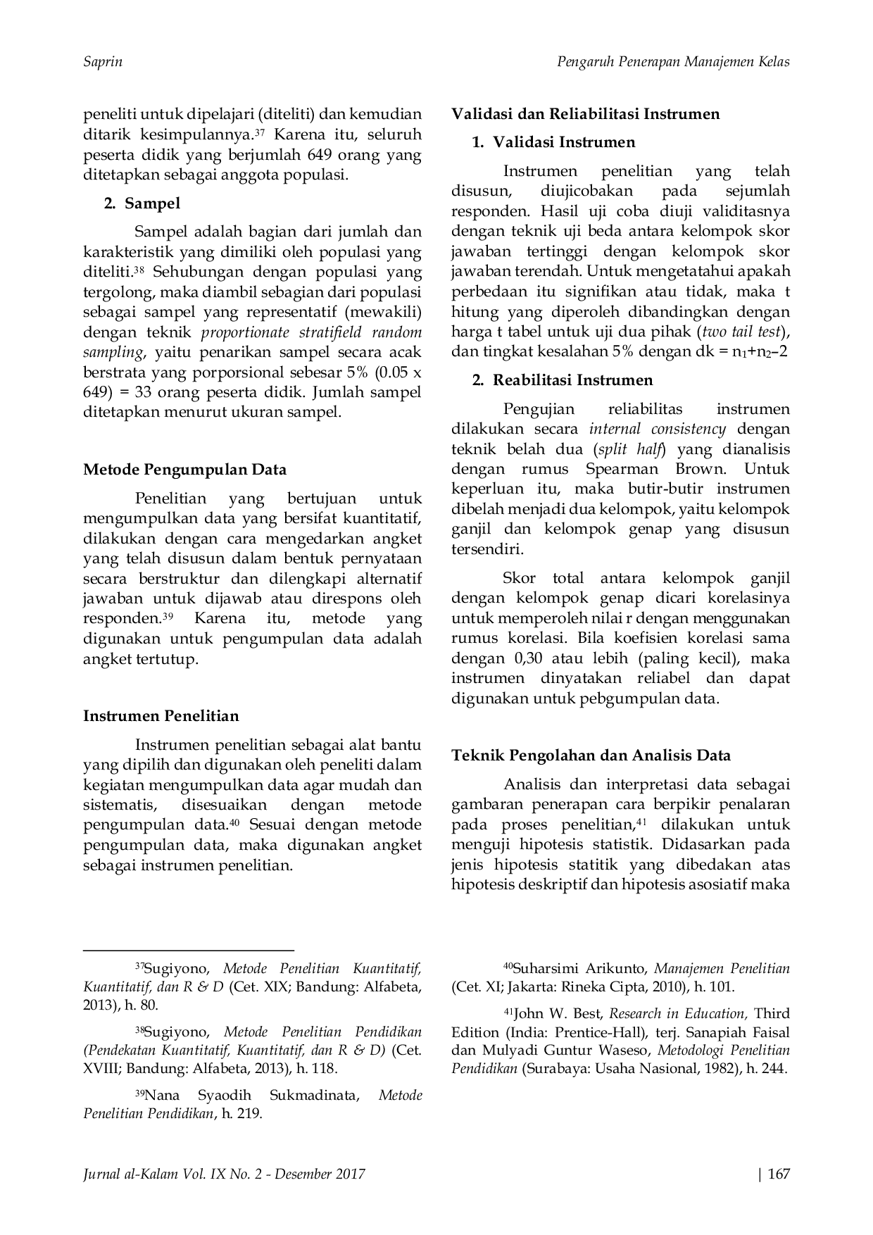 JURIS Pengaruh Penerapan Manajemen Kelas Terhadap Peningkatan Aktivitas Belajar Peserta Didik Di MTS Negeri Gowa