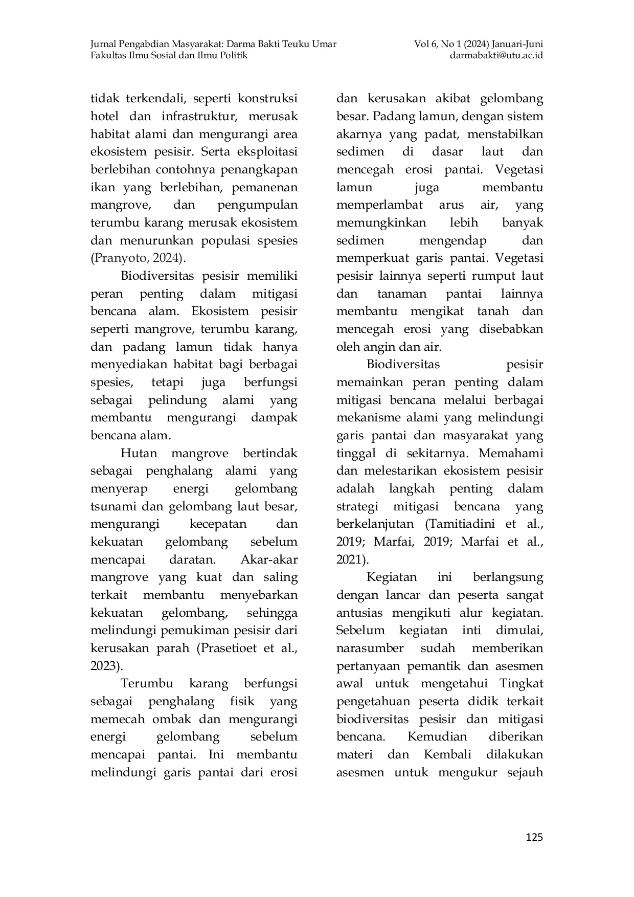 JURIS Pemanfaatan Biodiversitas Pesisir sebagai Mitigasi Bencana Pembelajaran Project di SMK Negeri 1 Batudaa Pantai Provinsi Gorontalo