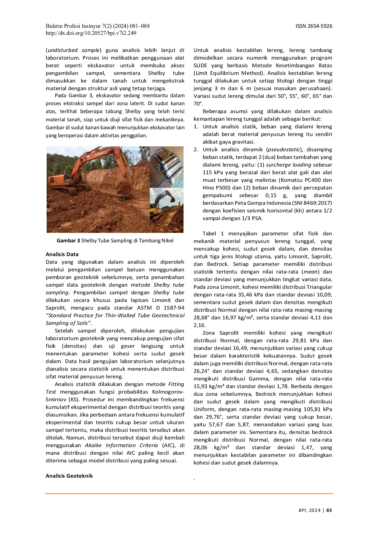 JURIS Optimalisasi Geometri Lereng Tunggal Tambang Nikel dengan Kondisi Statik dan Dinamik