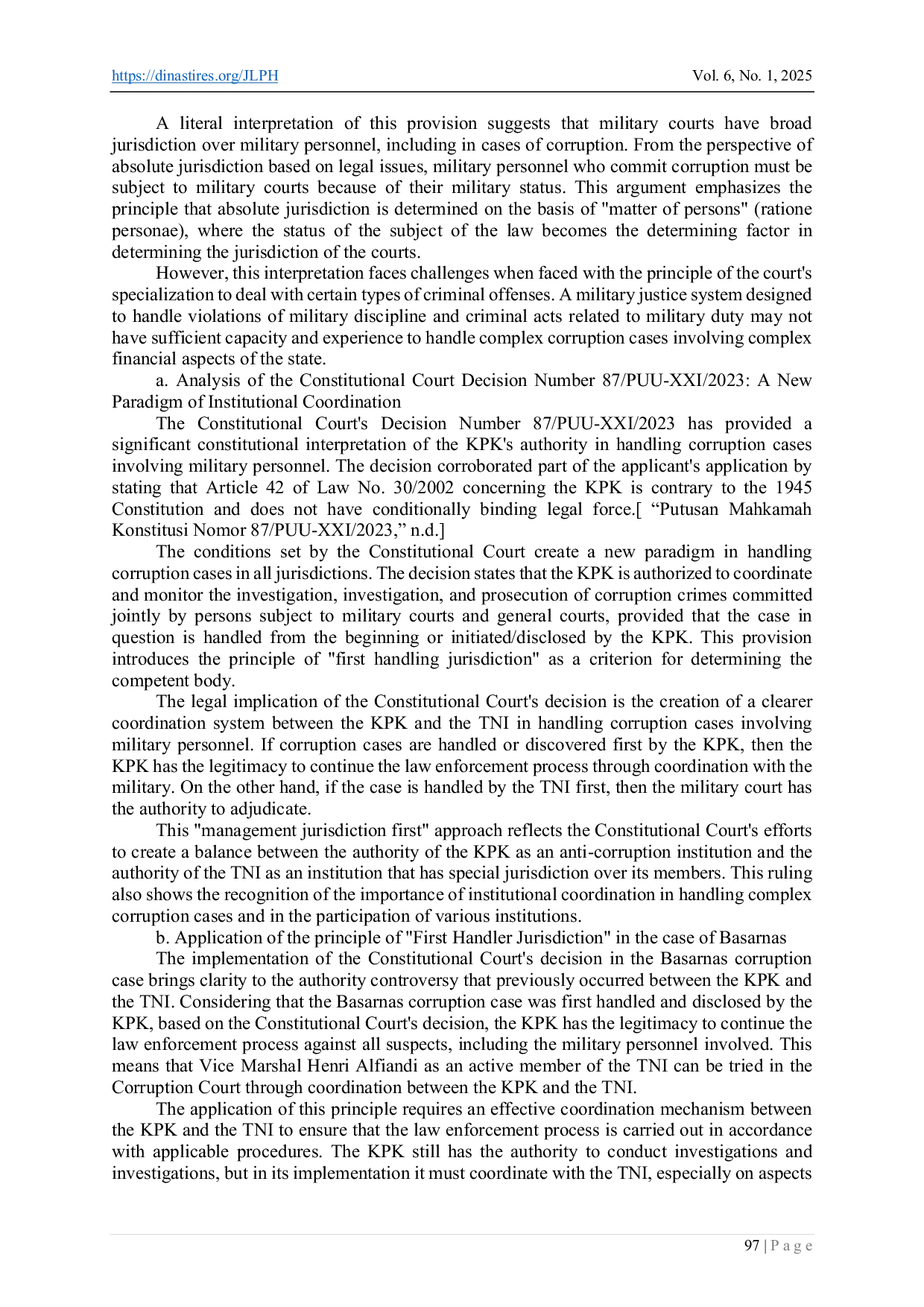 JURIS Legal Certainty For The Judiciary That Is Authorized To Adjudicate Corruption Cases That Occurred In Basarnas RI
