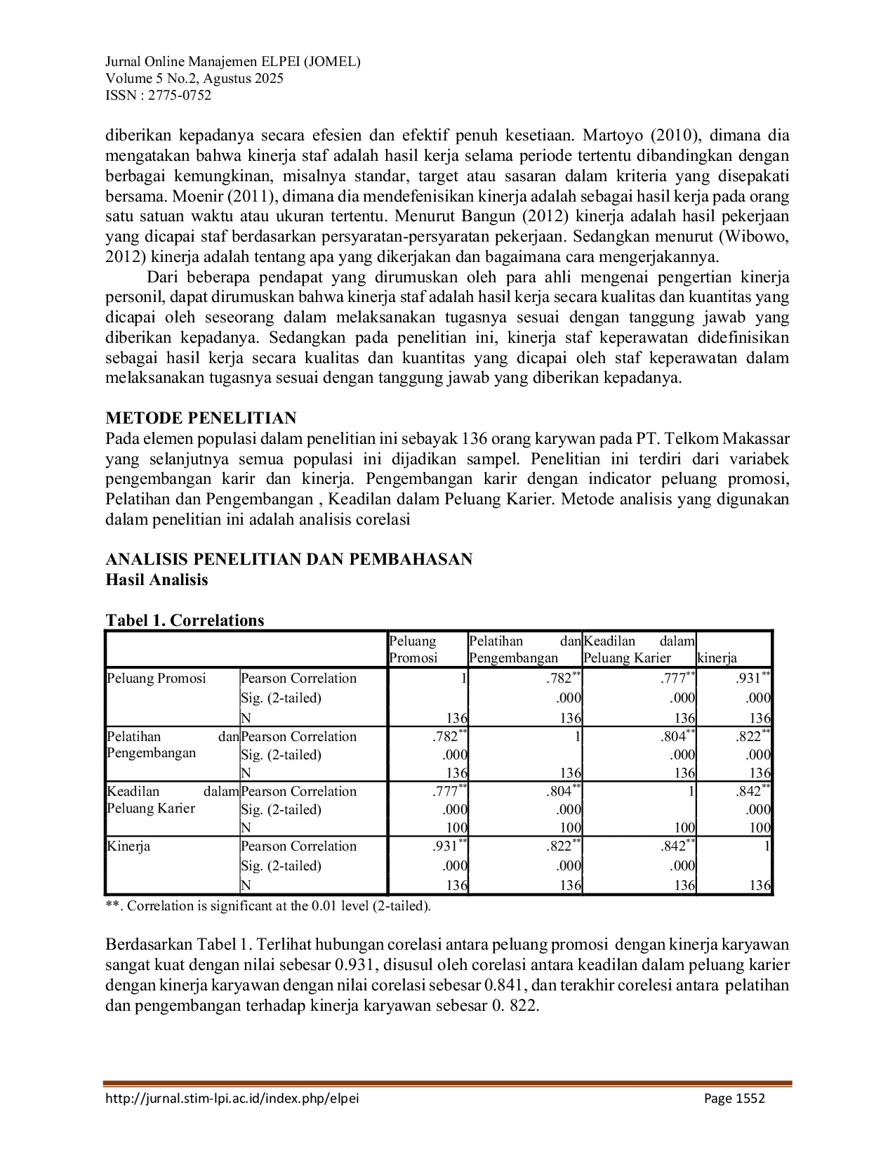 JURIS Pengembangan Karier Sebagai Faktor Penentu Kinerja Karyawan PT Telkom Makassar