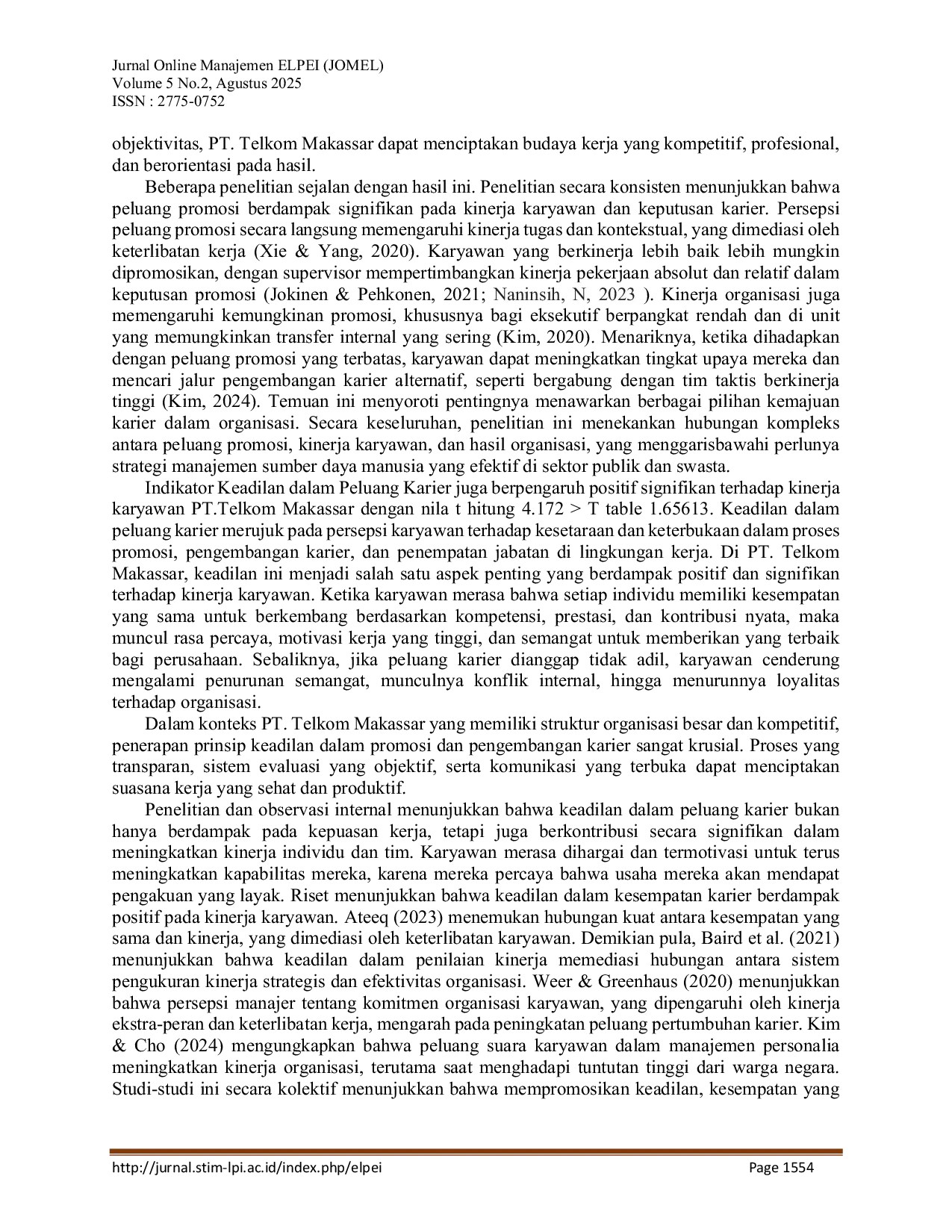JURIS Pengembangan Karier Sebagai Faktor Penentu Kinerja Karyawan PT Telkom Makassar