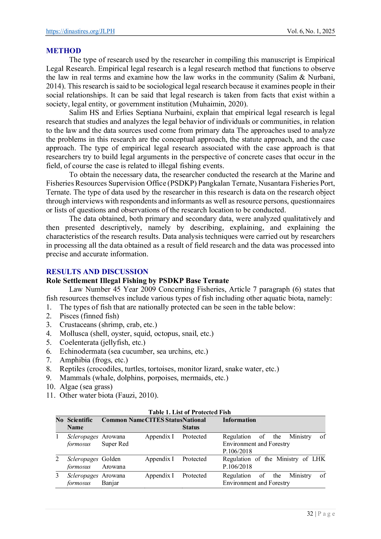 JURIS The Role of Marine and Fishery Resources Supervision of Ternate in Handling Illegal Fishing