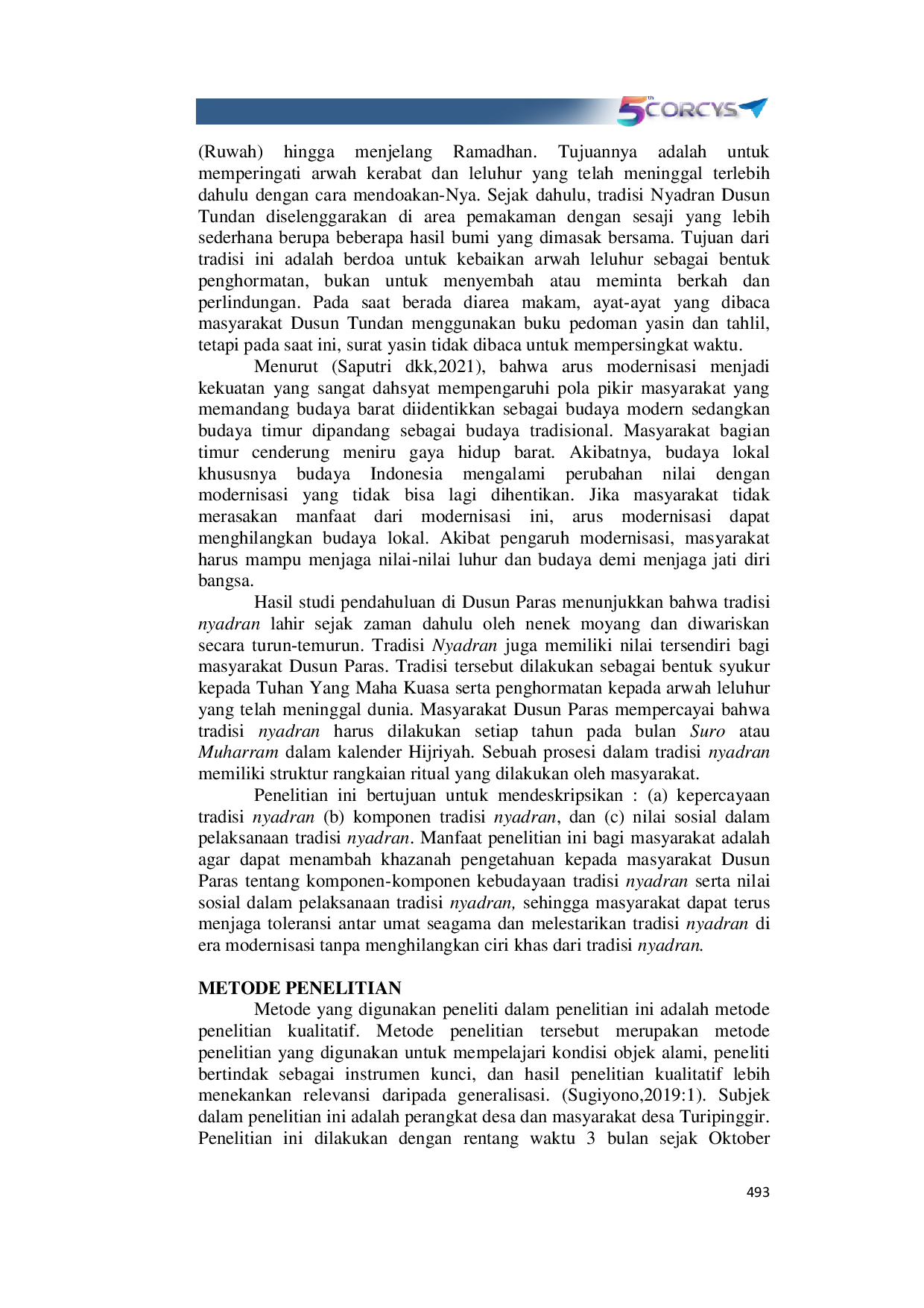 JURIS Nilai Sosial dan Budaya pada Tradisi Nyadran Dusun Paras