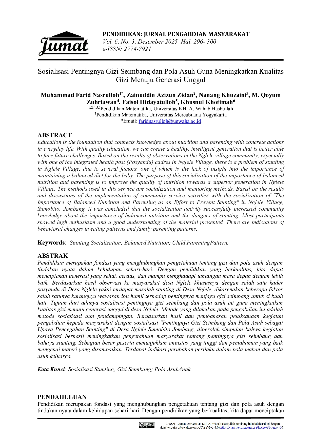 JURIS Sosialisasi Pentingnya Gizi Seimbang Dan Pola Asuh Guna Meningkatkan Kualitas Gizi Menuju Generasi Unggul