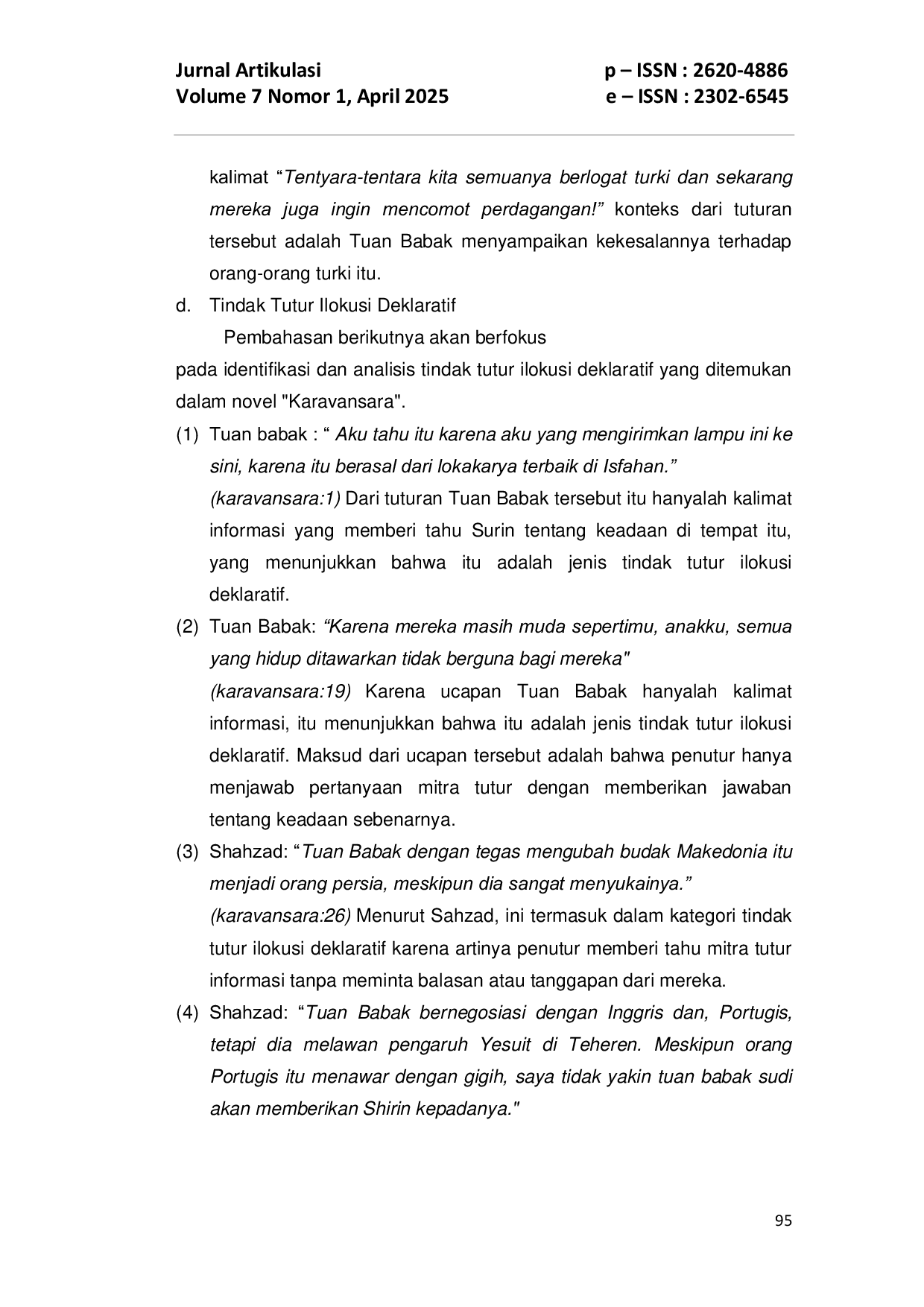 JURIS Analisis Tindak Tutur Dalam Novel Karavansara Karya Rio Johan