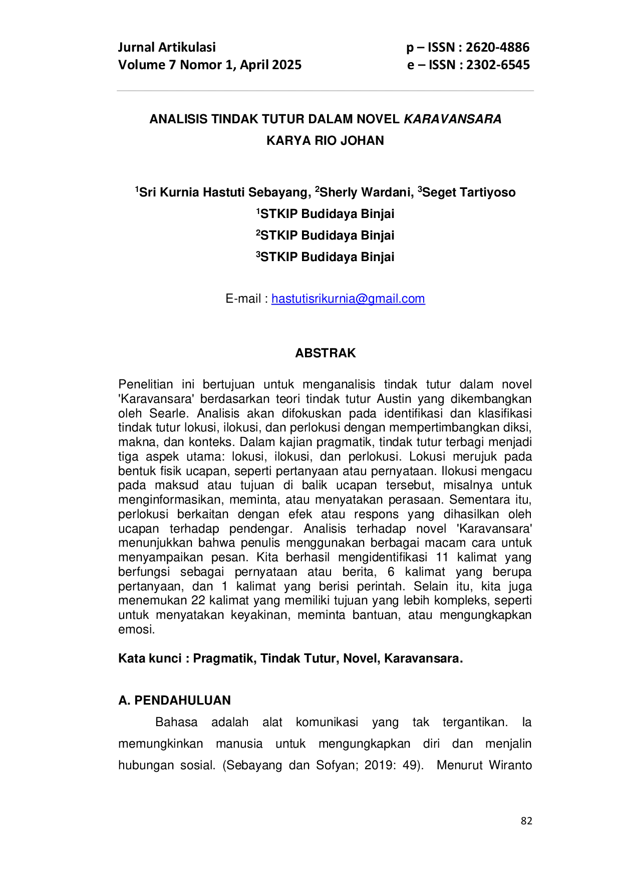 JURIS Analisis Tindak Tutur Dalam Novel Karavansara Karya Rio Johan