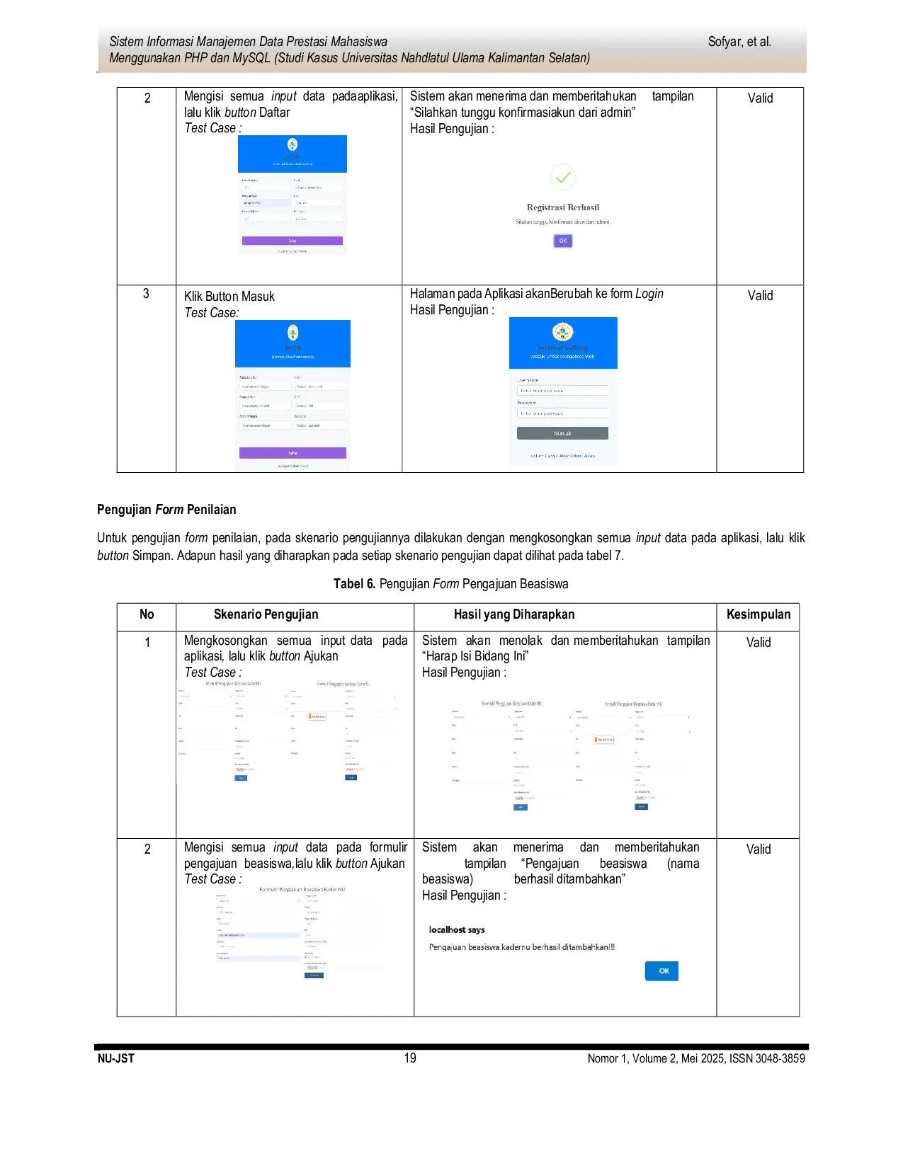 JURIS Sistem Informasi Manajemen Data Prestasi Mahasiswa Menggunakan PHP Dan MySQL Studi Kasus Universitas Nahdlatul Ulama Kalimantan Selatan
