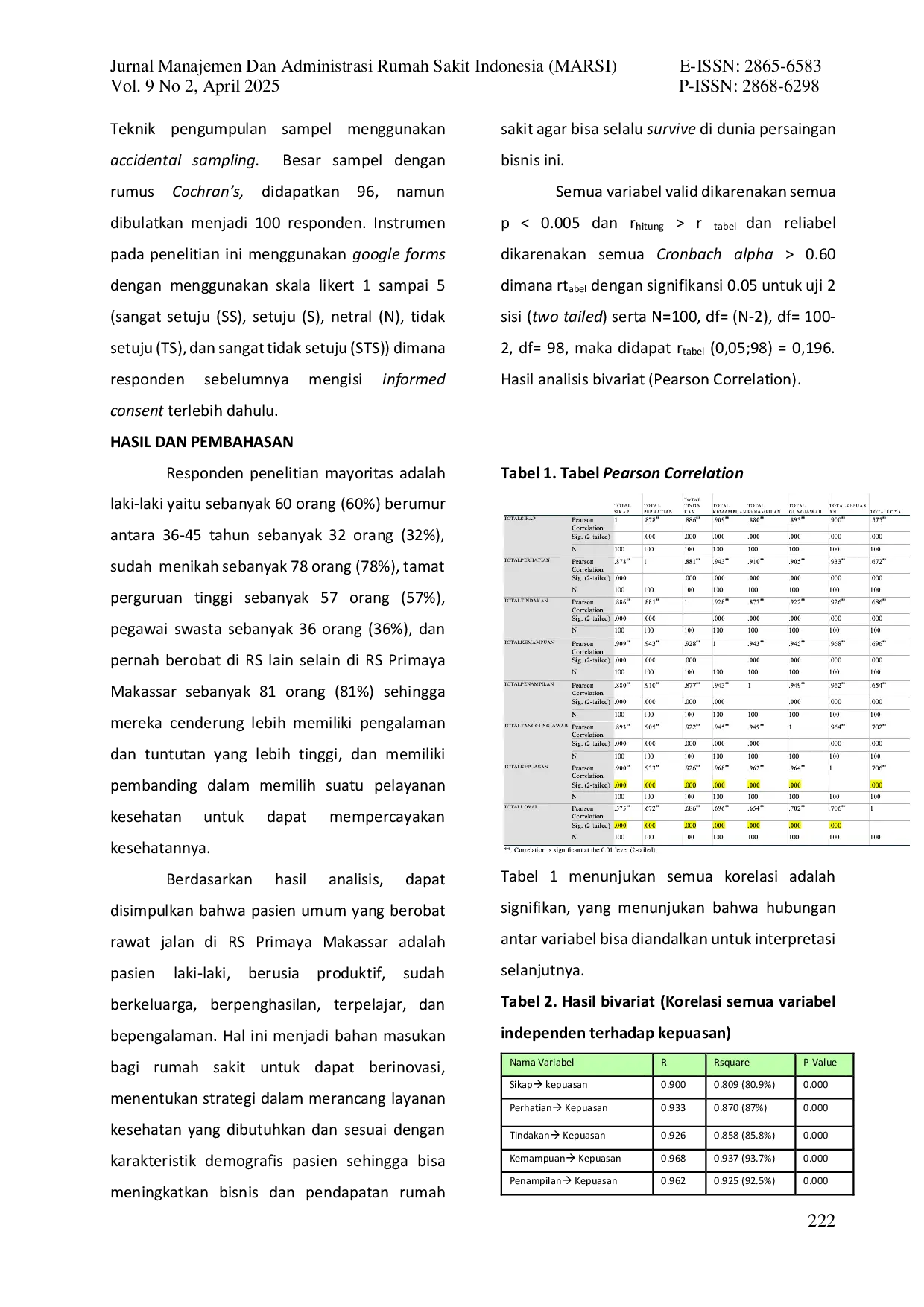 JURIS Hubungan Service Excellence Terhadap Kepuasan dan Loyalitas Pasien Rawat Jalan di RS Primaya Makassar