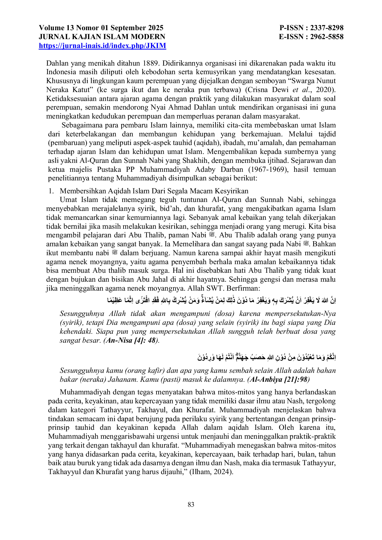 JURIS Islam Berkemaajuan Dalam Jejak Nabi Dan Kiai Analisis Perbandingan Dakwah Rasulullah Saw Dan Kh Ahmad Dahlan