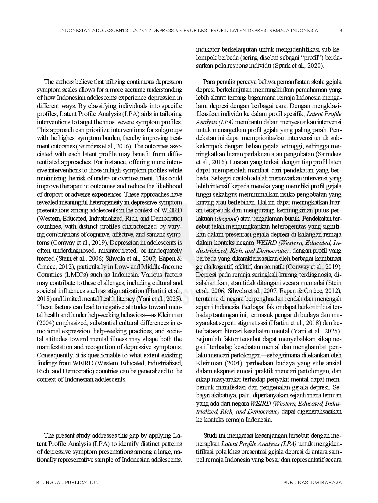 JURIS Latent Profiles of Depressive Symptoms Among Indonesian Adolescents Evidence from the Indonesia Family Life Survey 5 IFLS 5