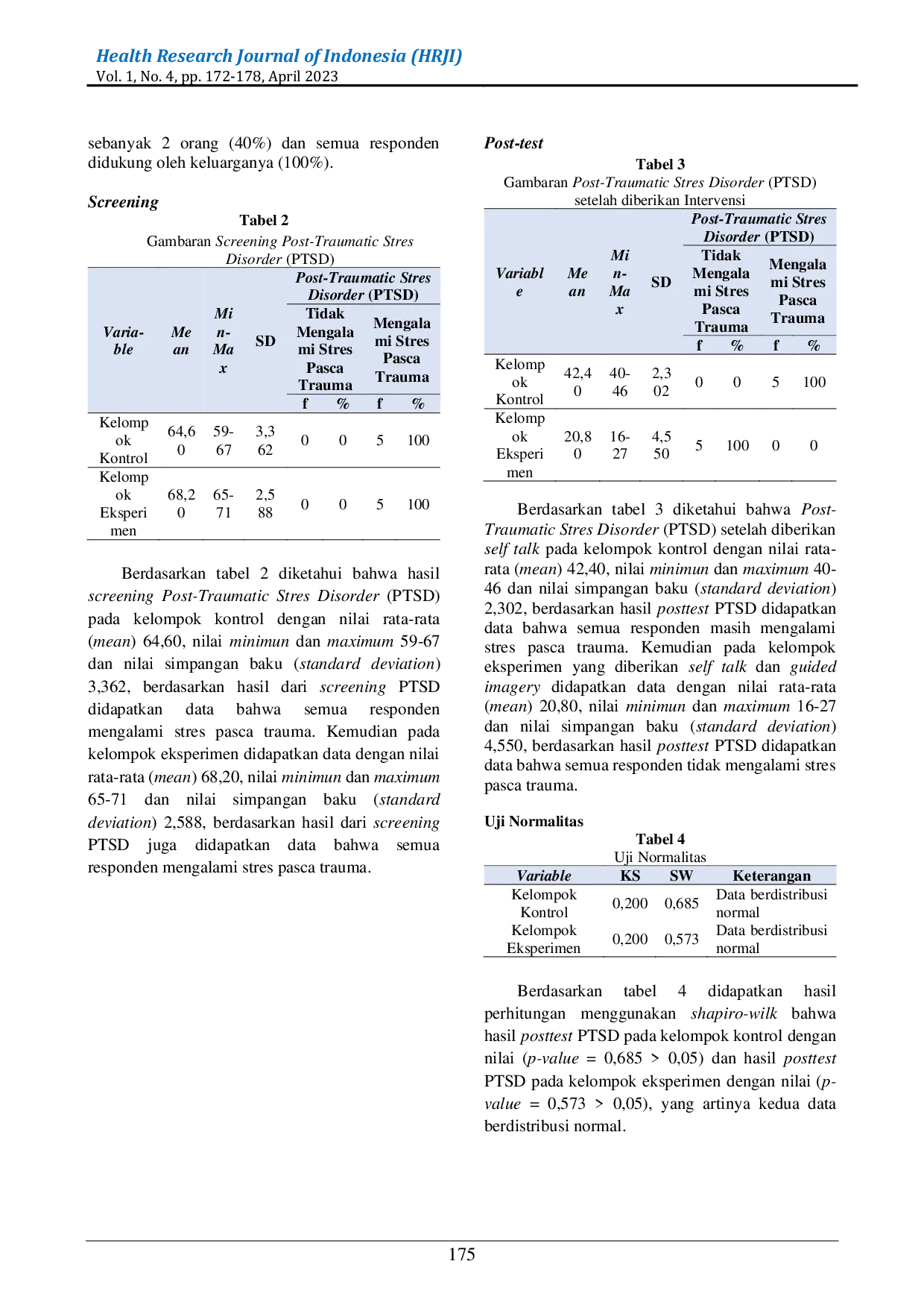 JURIS Self Talk Dan Guided Imagery Dalam Penanganan Stress Pasca Trauma Kekerasan Dalam Rumah Tangga