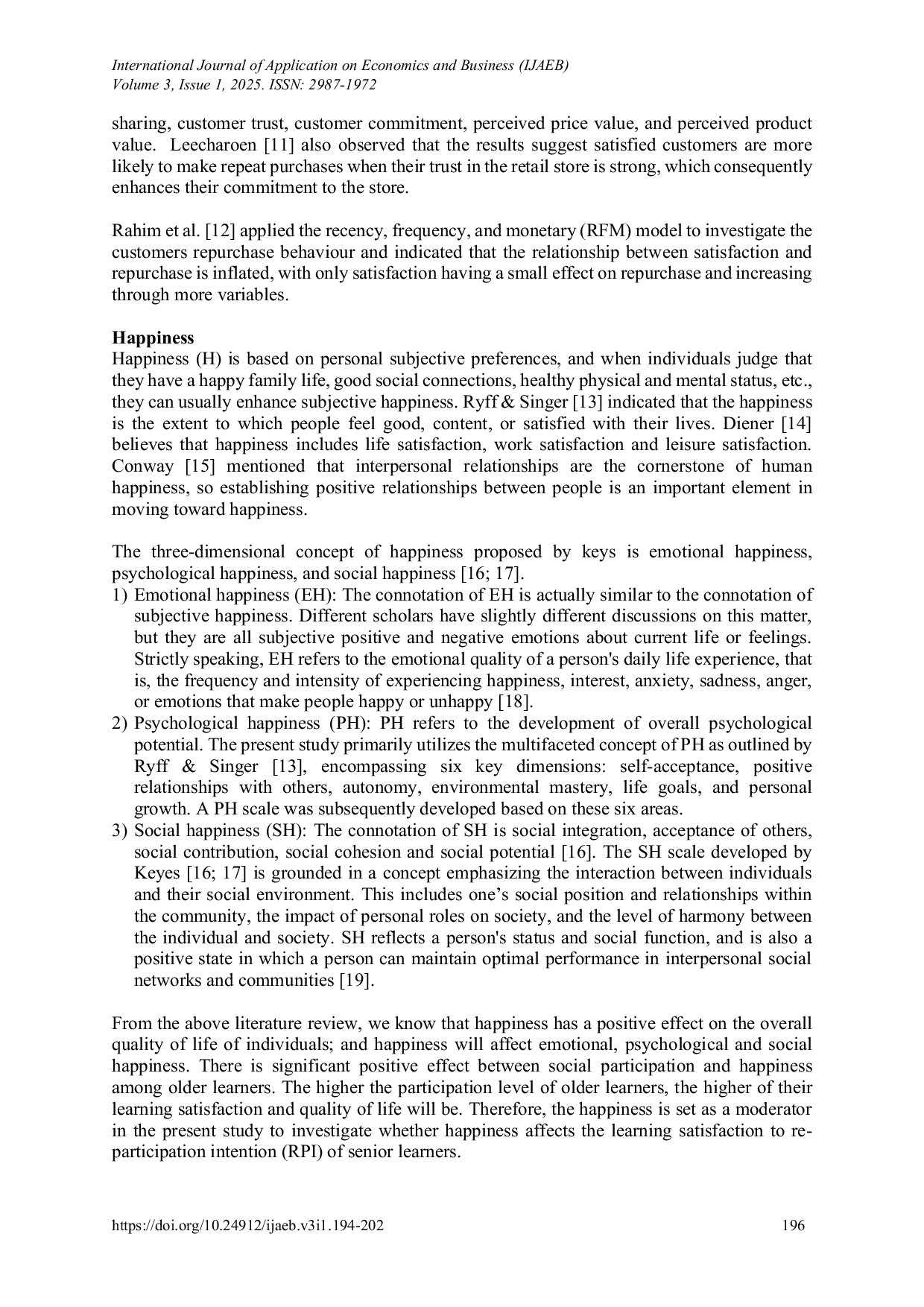 JURIS The Relationship Between Learning Satisfaction and Re Participation Intention of Senior Learning Using Happiness as a Moderator