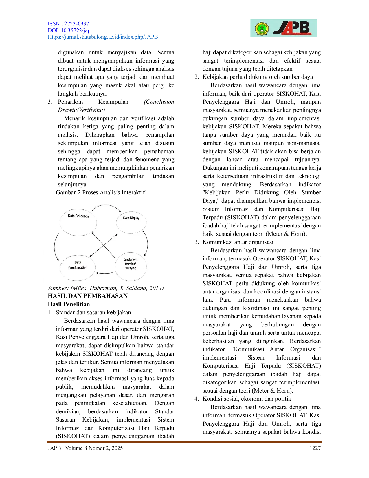 JURIS Implementasi Sistem Informasi dan Komputerisasi Haji Terpadu SISKOHAT dalam Penyelenggaraan Haji di Kantor Kementrian Agama Kabupaten Tabalong