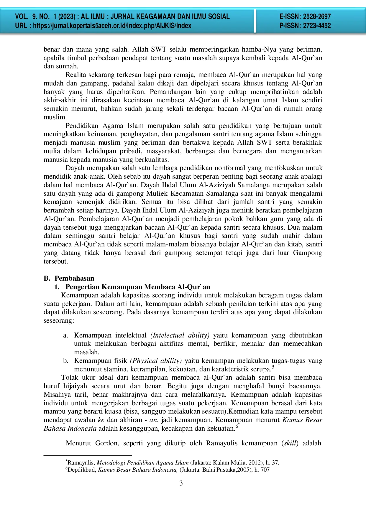 JURIS Upaya Teungku Dayah Dalam Meningkatkan Kemampuan Membaca Al Qur an Santri Baru Dayah Ihdal Ulum Al Aziziyah