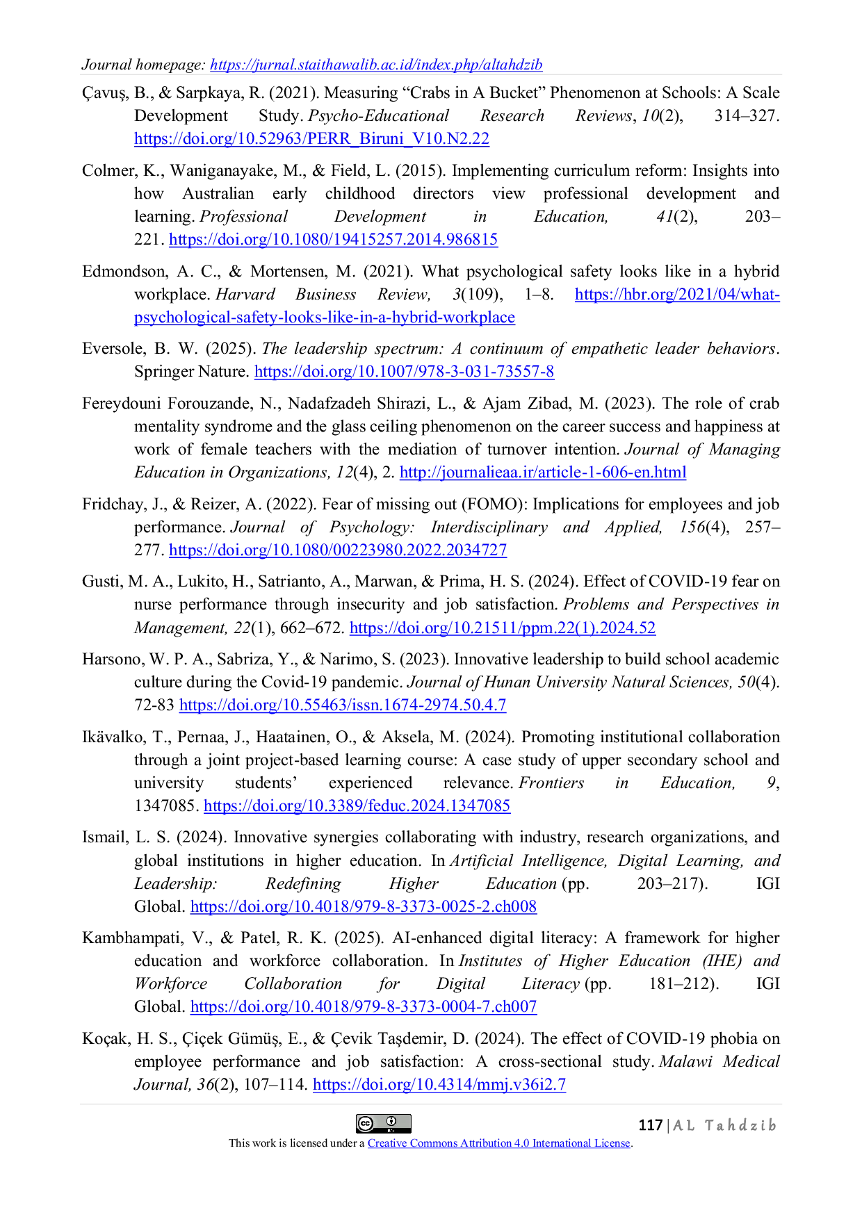 JURIS Collaborative Leadership Strategies to Prevent Crabs in A Barrel Syndrome in Early Childhood Education Institutions