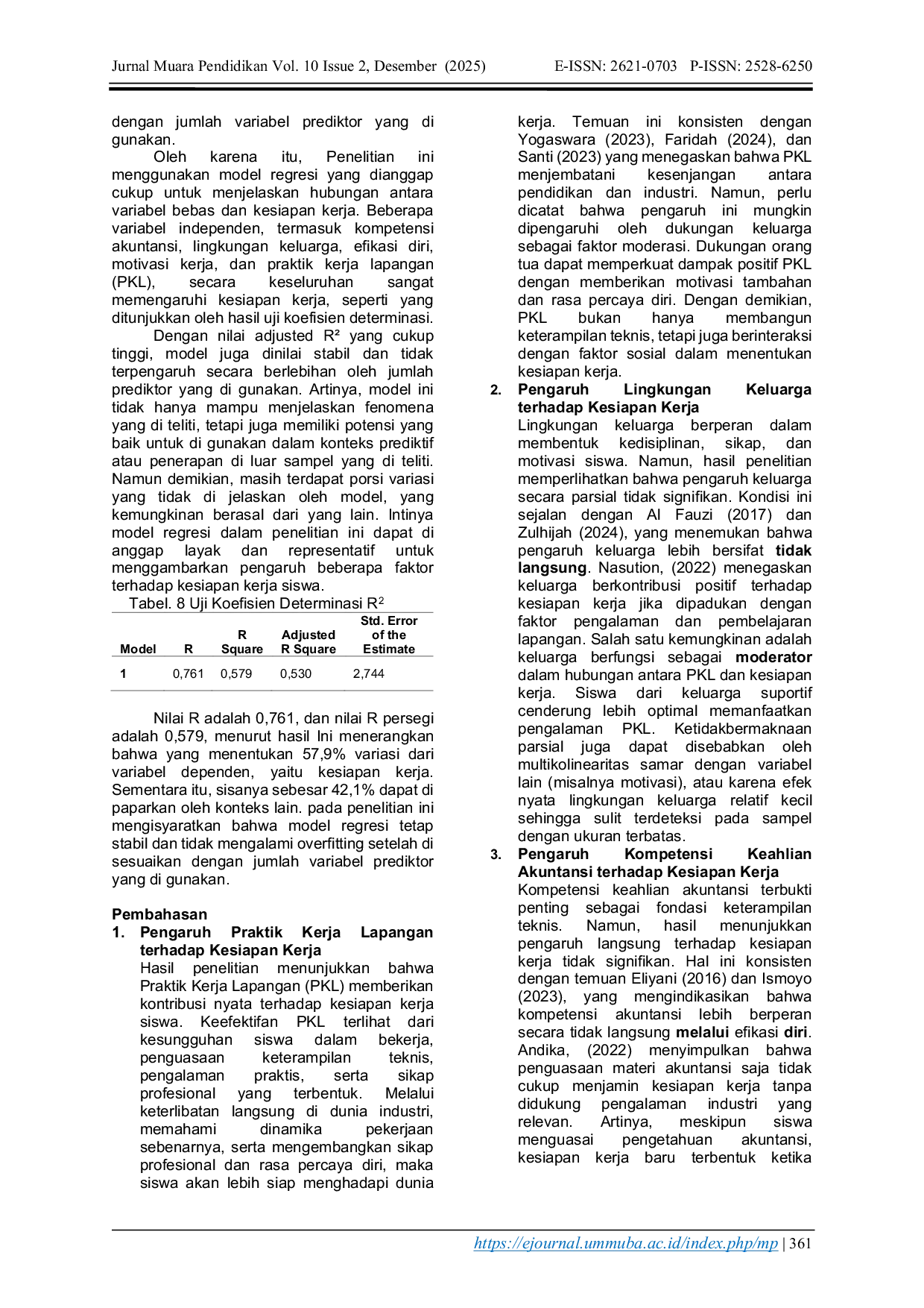 JURIS Faktor Faktor Yang Mempengaruhi Kesiapan Kerja Siswa Smk Jurusan Kompetensi Keahlian Akuntansi Keuangan Lembaga