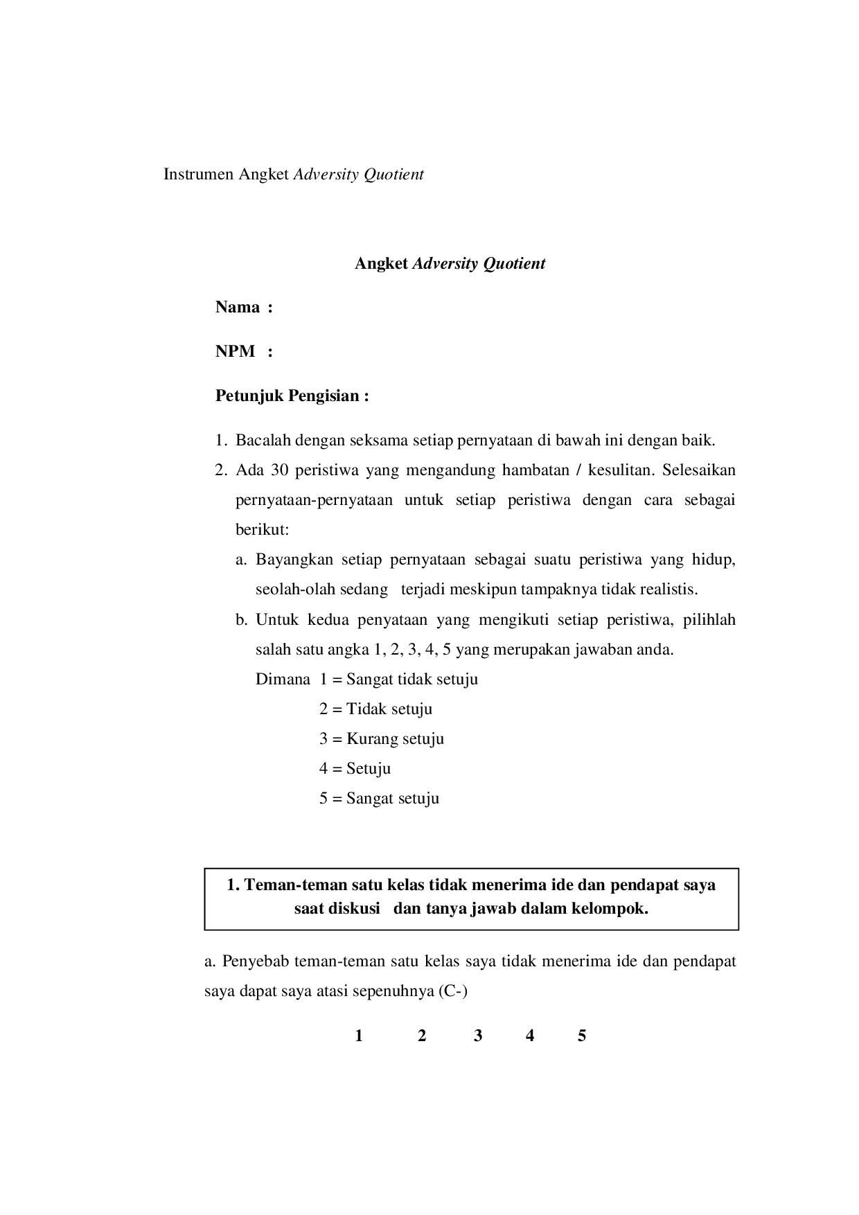 juris Instrumen Angket Adversity Quotient