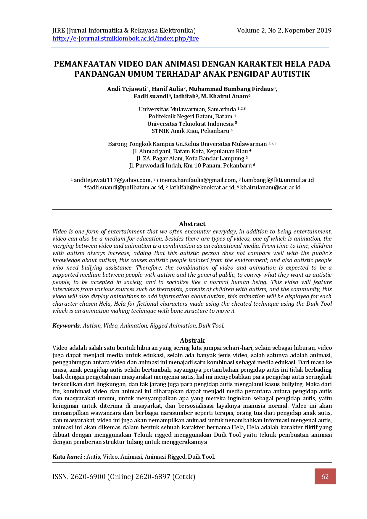 juris Pemanfaatan Video dan Animasi dengan Karakter Hela pada Pandangan Umum Terhadap Anak Pengidap Autistik