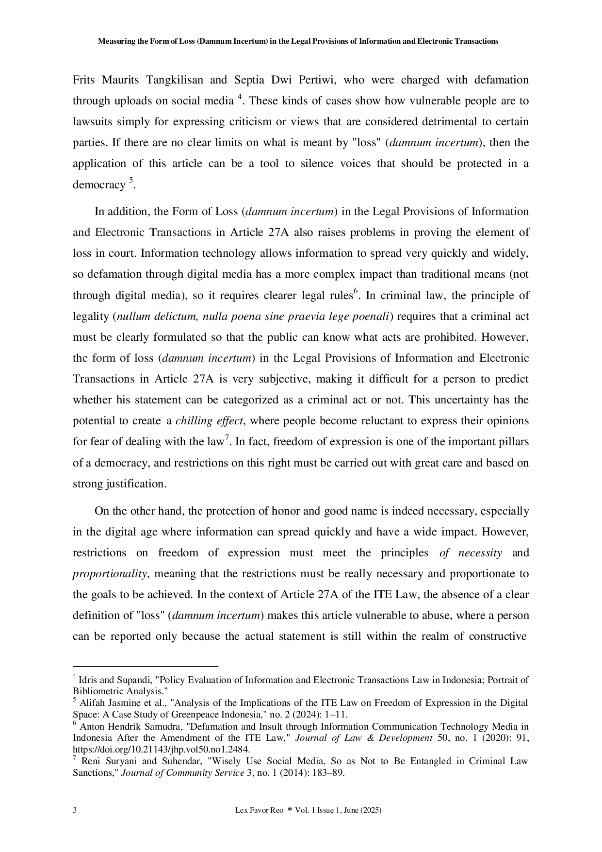 JURIS Analysis of the Form of Loss Damnum Incertum in the Legal Provisions of Information and Electronic Transactions