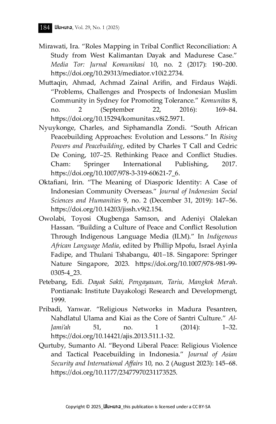 JURIS Peacebuilding Pesantren The Study of Madurese Diaspora in Reinforcing Social Resilience in Post ethnic Conflicts West Kalimantan Indonesia