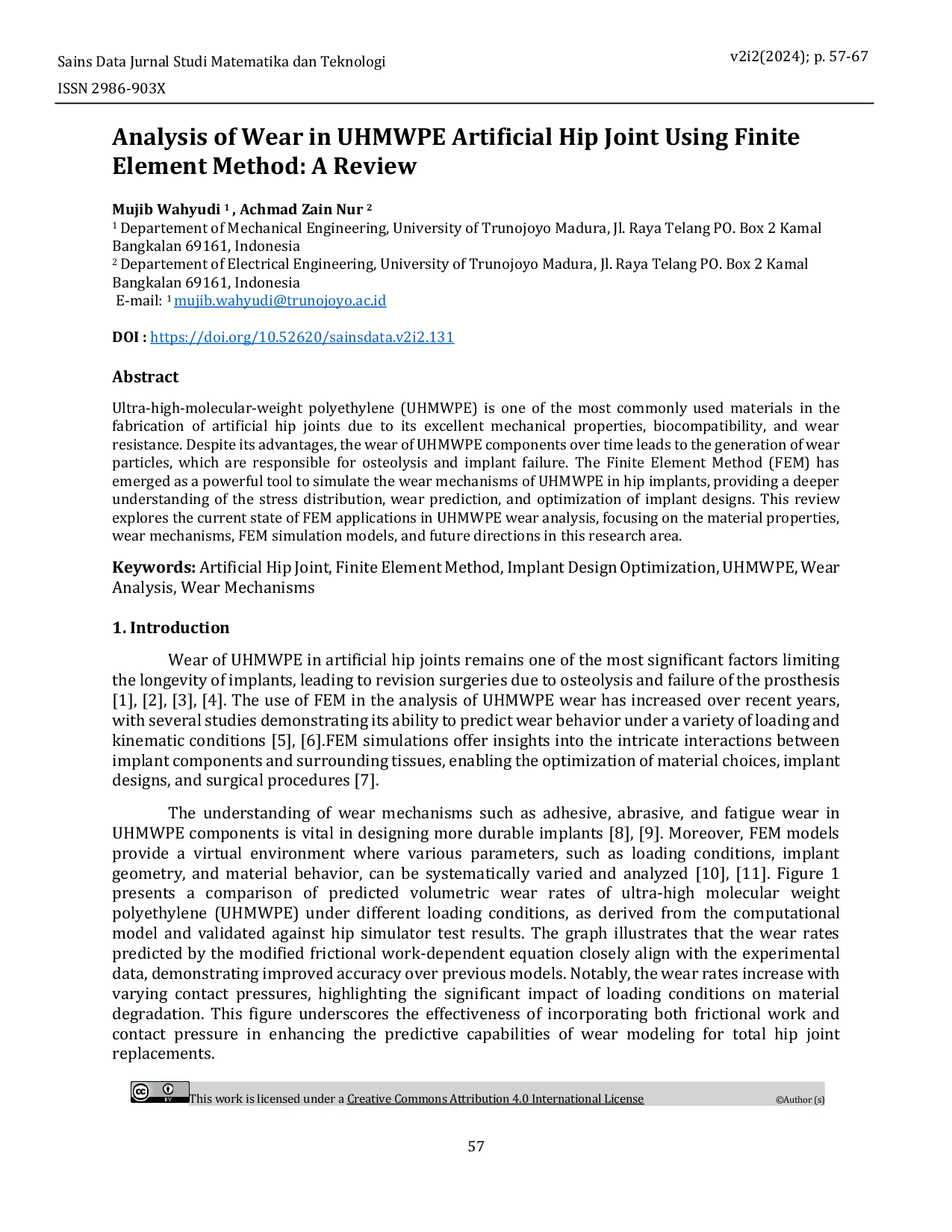 JURIS Analysis of Wear in UHMWPE Artificial Hip Joint Using Finite Element Method A Review