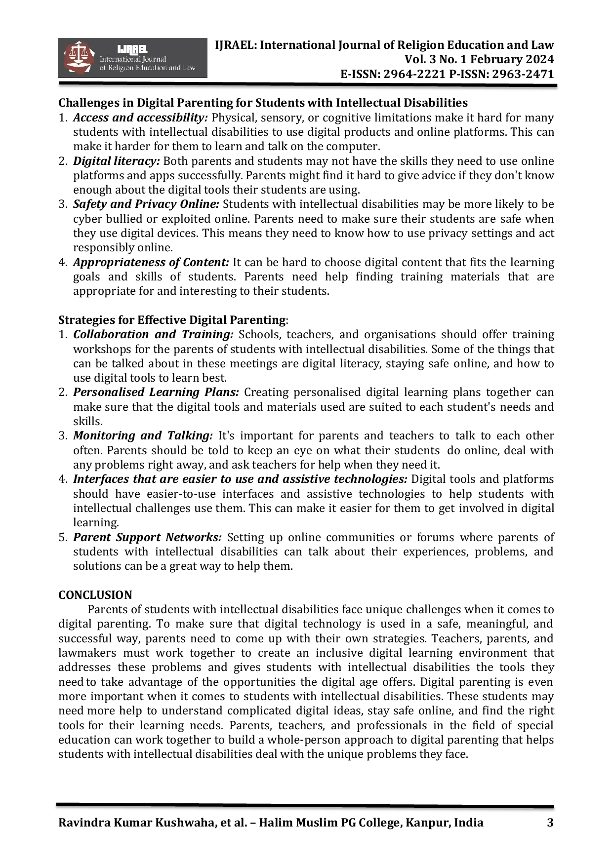 JURIS Digital Parenting among Students with Intellectual Disabilities Challenges Strategies