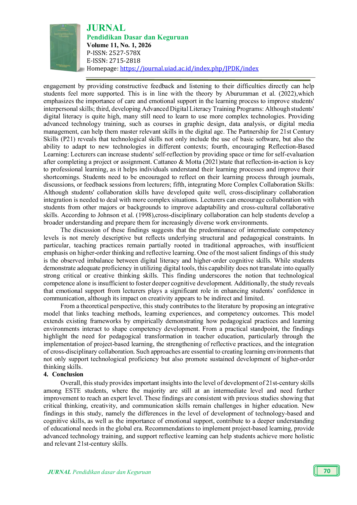 JURIS Assessing Prospective Teachers Readiness An Integrative Study of Teaching Methods and the Achievement of 21st Century Competencies in the Primary Teacher Education Department