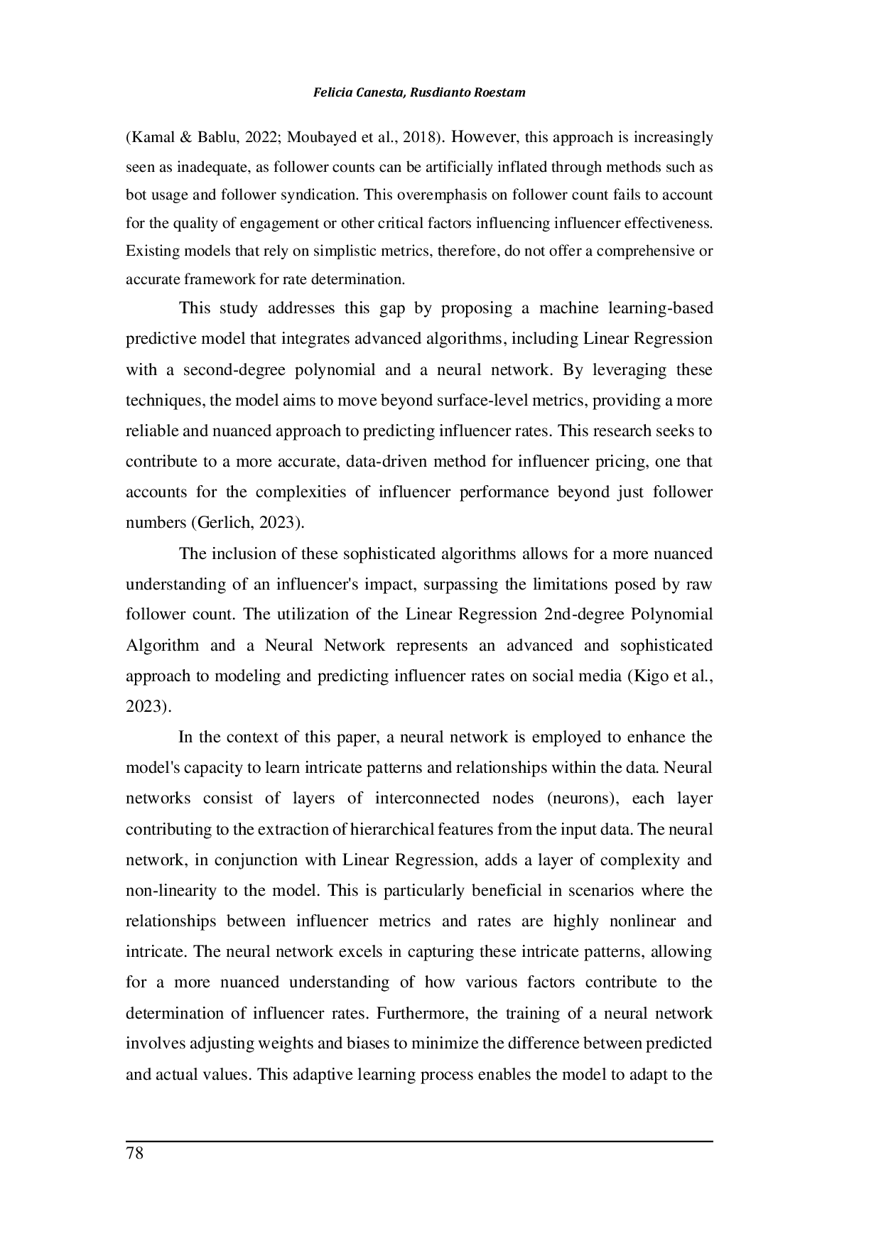 JURIS Influencer Pricing Prognostication on Social Media Dynamics An Advanced Examination of the Linear Regression 2 Polynomial Degree Algorithm Neural Networks