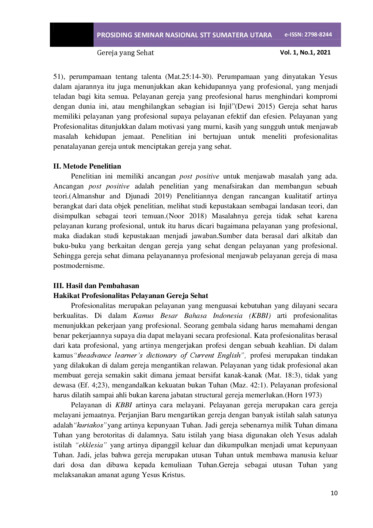 juris Gereja yang Sehat Penatalayanan Gereja yang Profesional