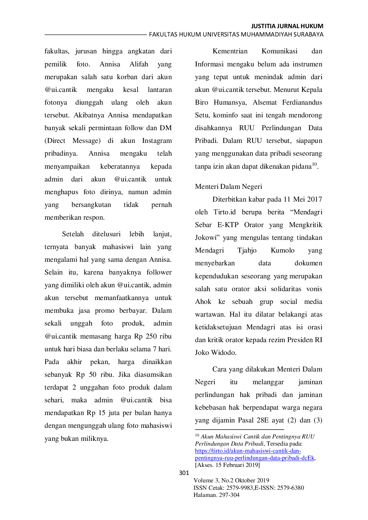 JURIS Konsep Perlindungan Hukum Atas Kasus Pelanggaran Privasi dengan Pendekatan Perundang undangan dan Pendekatan Konseptual