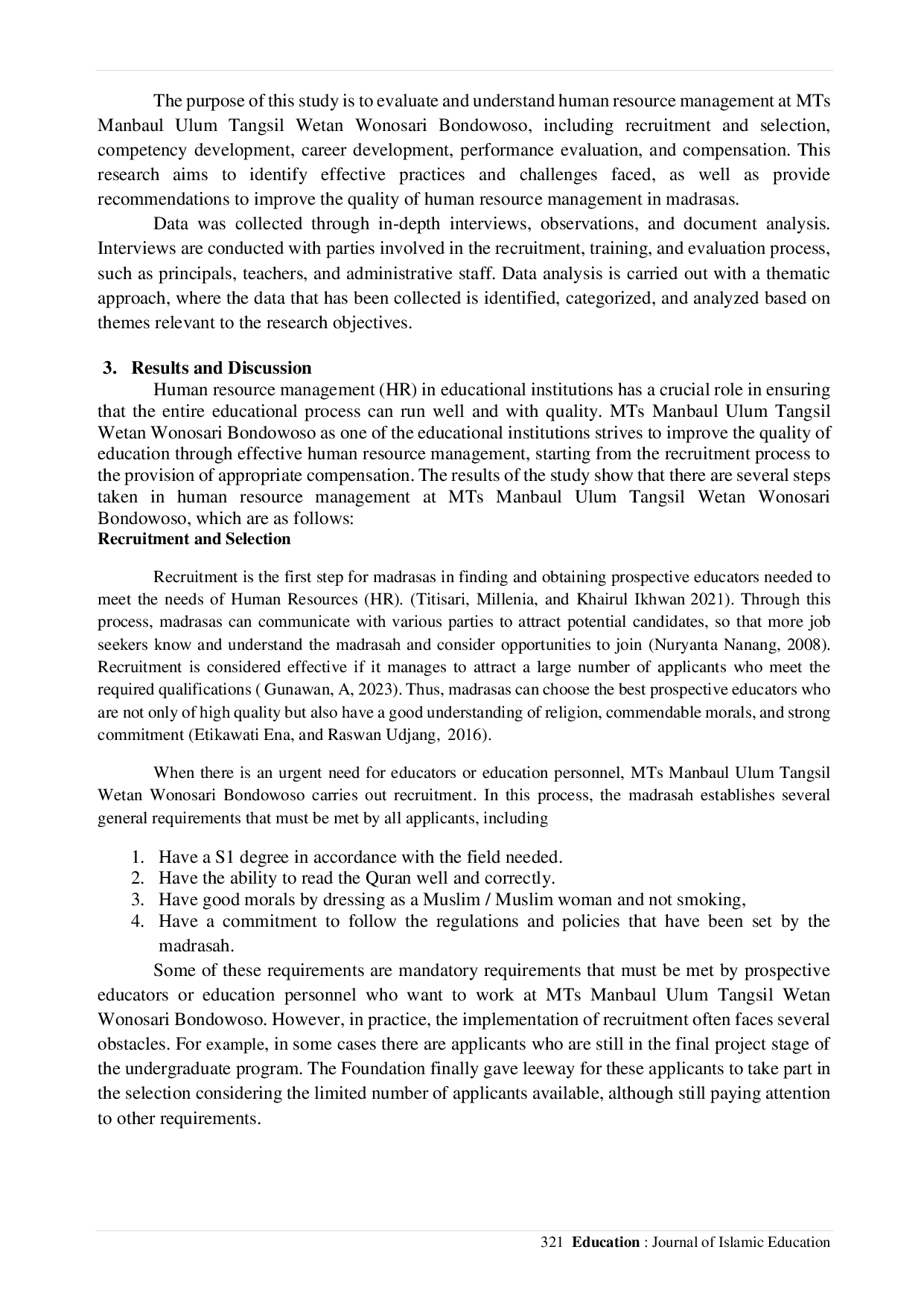 JURIS Human Resource Management at Mts Manbaul Ulum Tangsil Wetan Wonosari Bondowoso