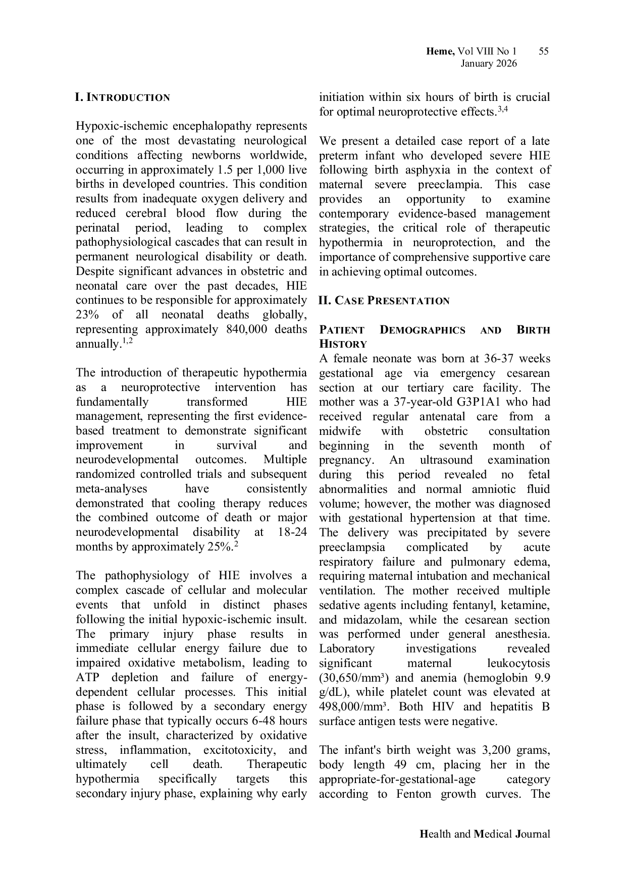 JURIS Therapeutic Hypothermia In Severe Neonatal Hypoxic Ischemic Encephalopathy A Case Report And Literature Review