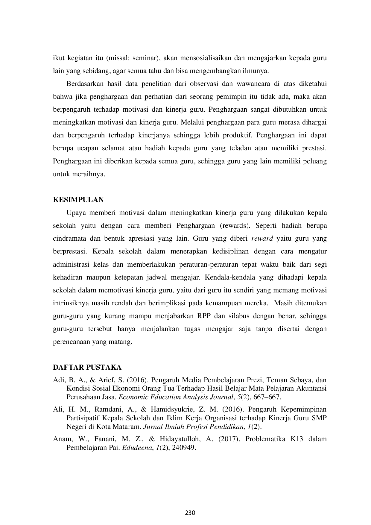 JURIS KEPALA SEKOLAH SEBAGAI MOTIVATOR Upaya Meningkatkan Kinerja Guru di Mts N 01 Kepahiang