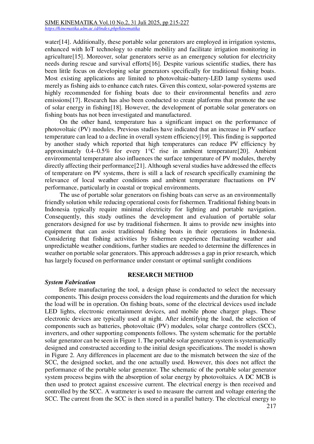 JURIS Evaluasi Generator Tenaga Surya Portabel untuk Dukungan Listrik Kapal Nelayan Tradisional