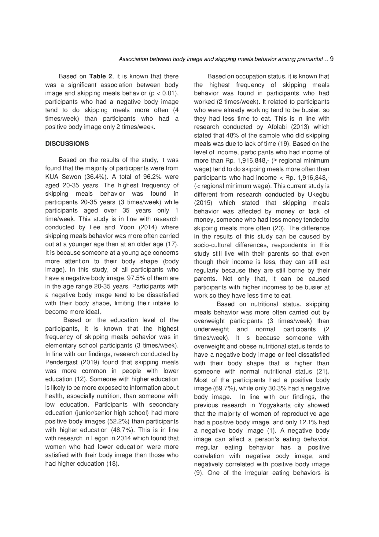 JURIS Asosiasi Antara Citra Tubuh dan Perilaku Melewatkan Makan pada Wanita Usia Subur Pranikah