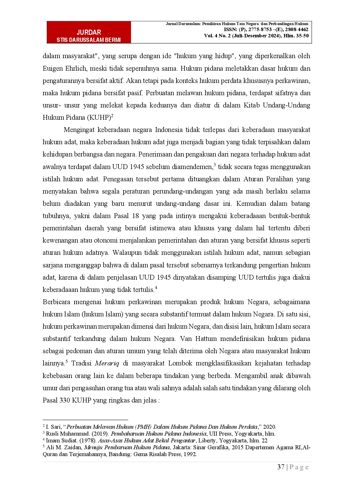 juris Kebijakan Hukum Pidana Terhadap Proses Merariq Dalam Perspektif Kuhp 2023