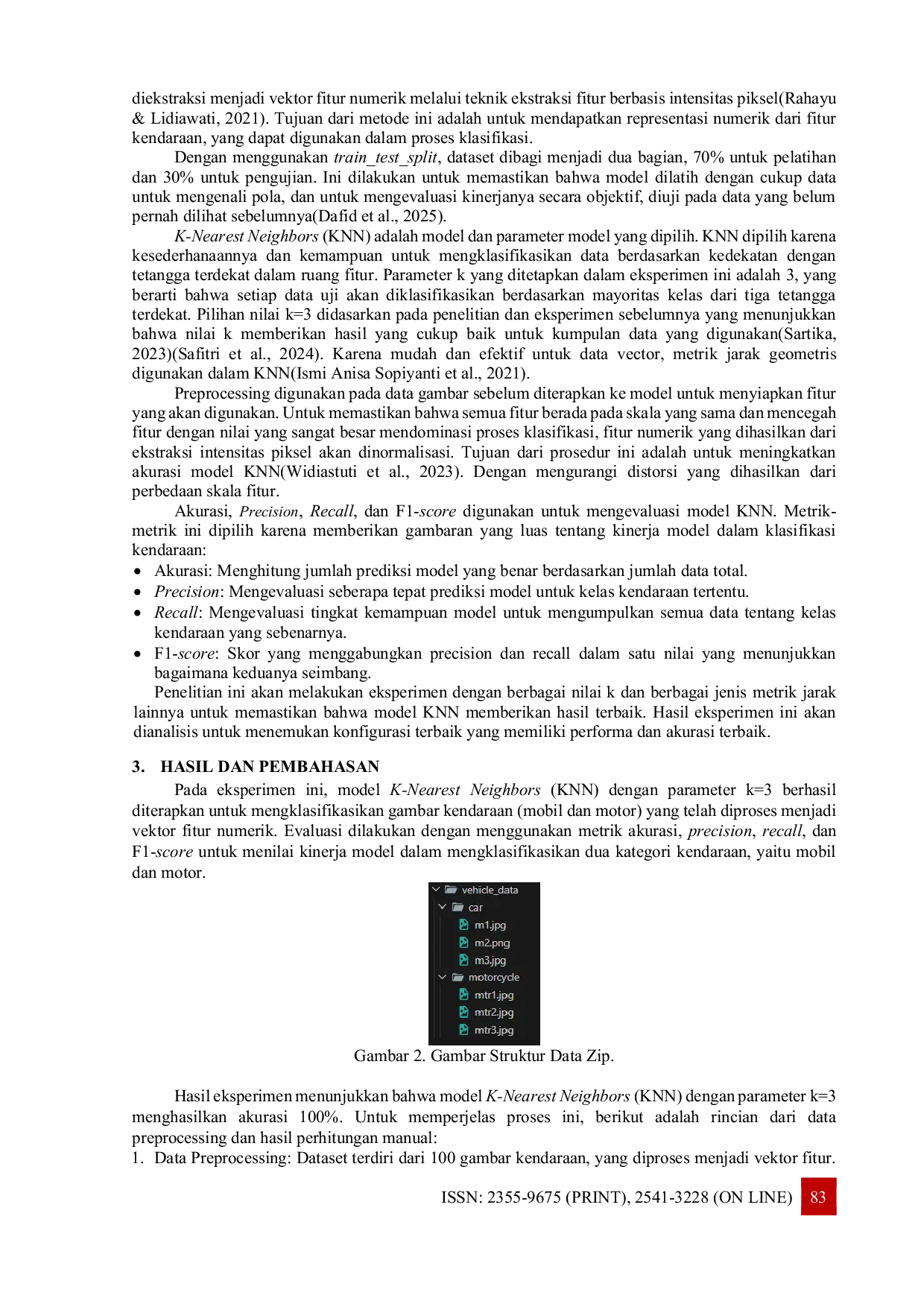 JURIS Penerapan Algoritma K Nearest Neighbors dalam Klasifikasi Kendaraan Berdasarkan Gambar Studi Kasus pada Sistem Pengenalan Kendaraan Otomatis