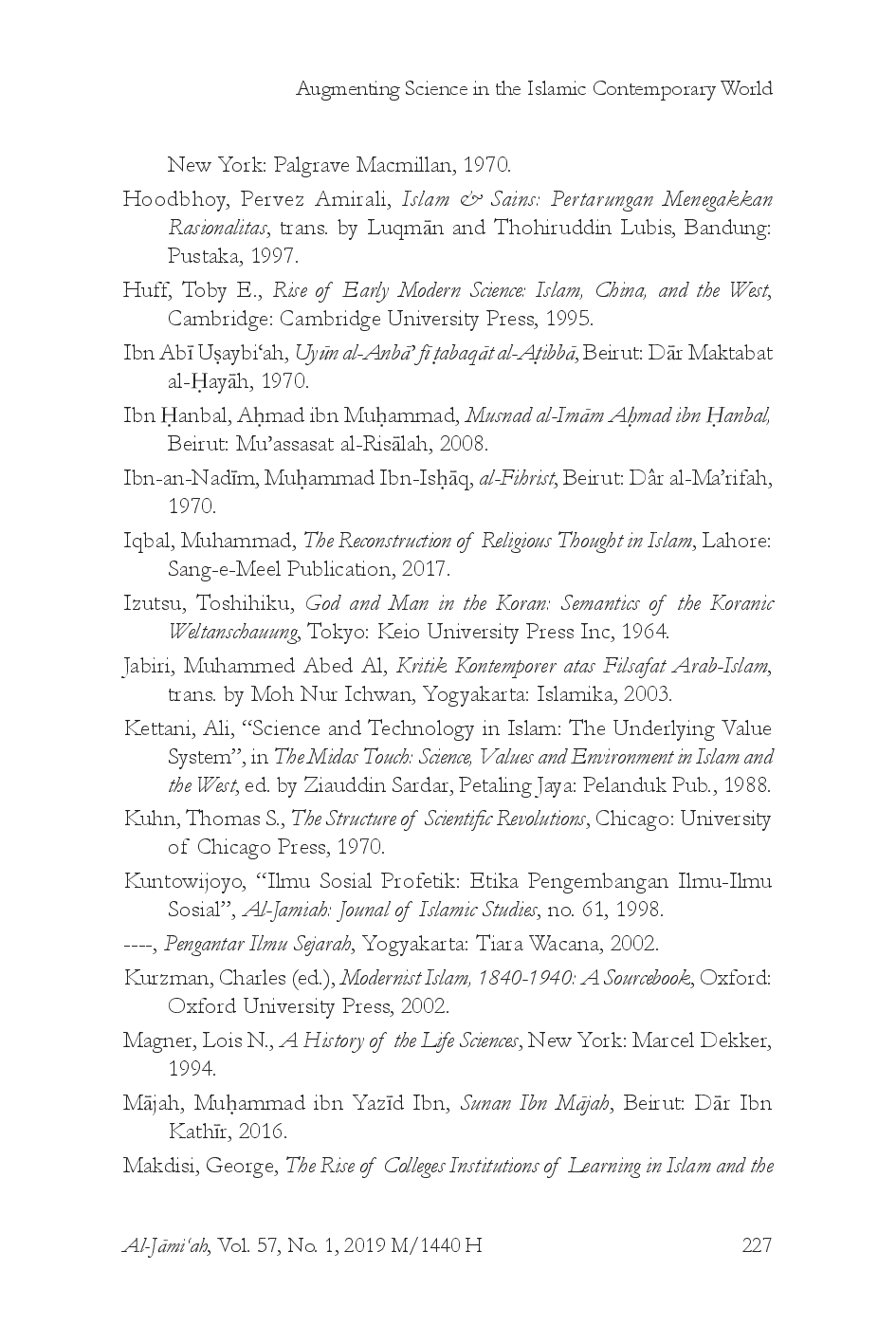 juris Augmenting Science in the Islamic Contemporary World A Strategic Attempt at Reconstructing the Future