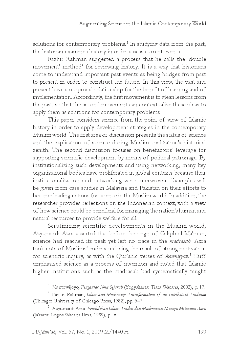 juris Augmenting Science in the Islamic Contemporary World A Strategic Attempt at Reconstructing the Future