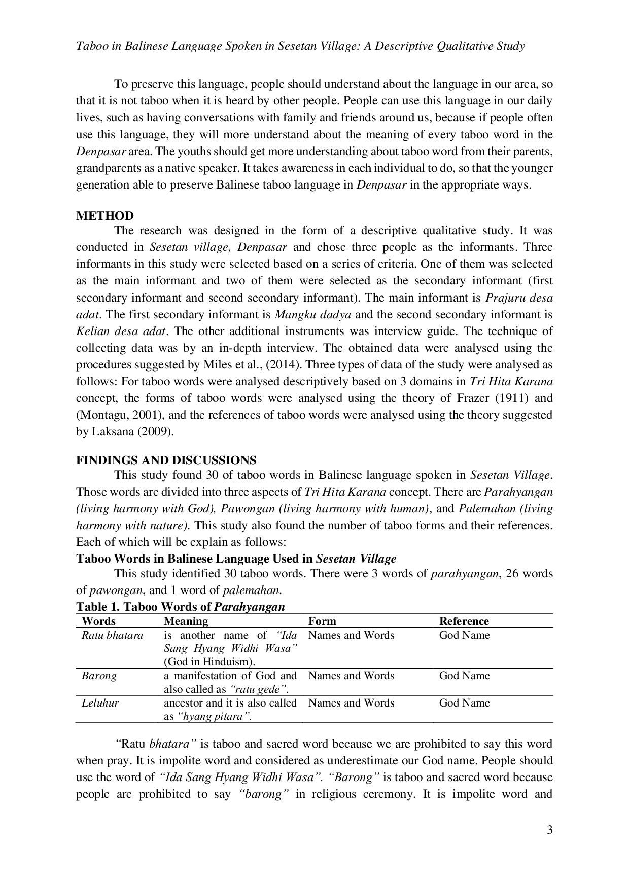 JURIS Taboo in Balinese Language Spoken in Sesetan Village A Descriptive Qualitative Study