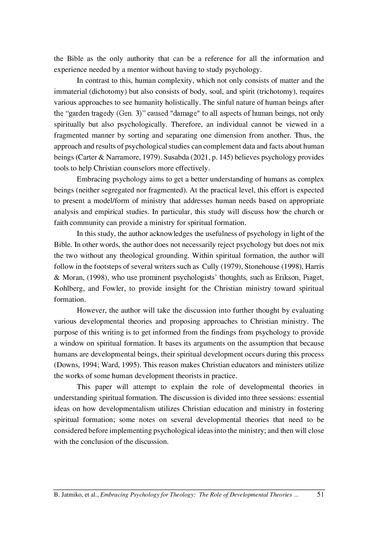 juris Embracing Psychology for Theology The Role of Developmental Theories in Christian Spiritual Formation