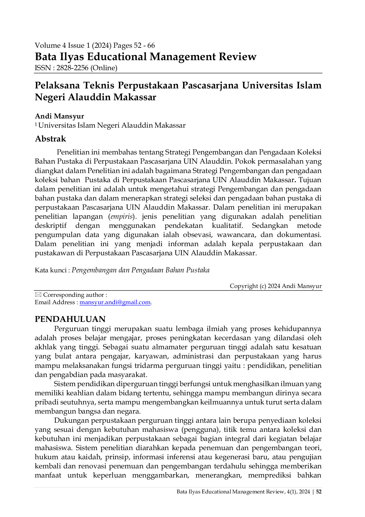 JURIS Pelaksana Teknis Perpustakaan Pascasarjana Universitas Islam Negeri Alauddin Makassar