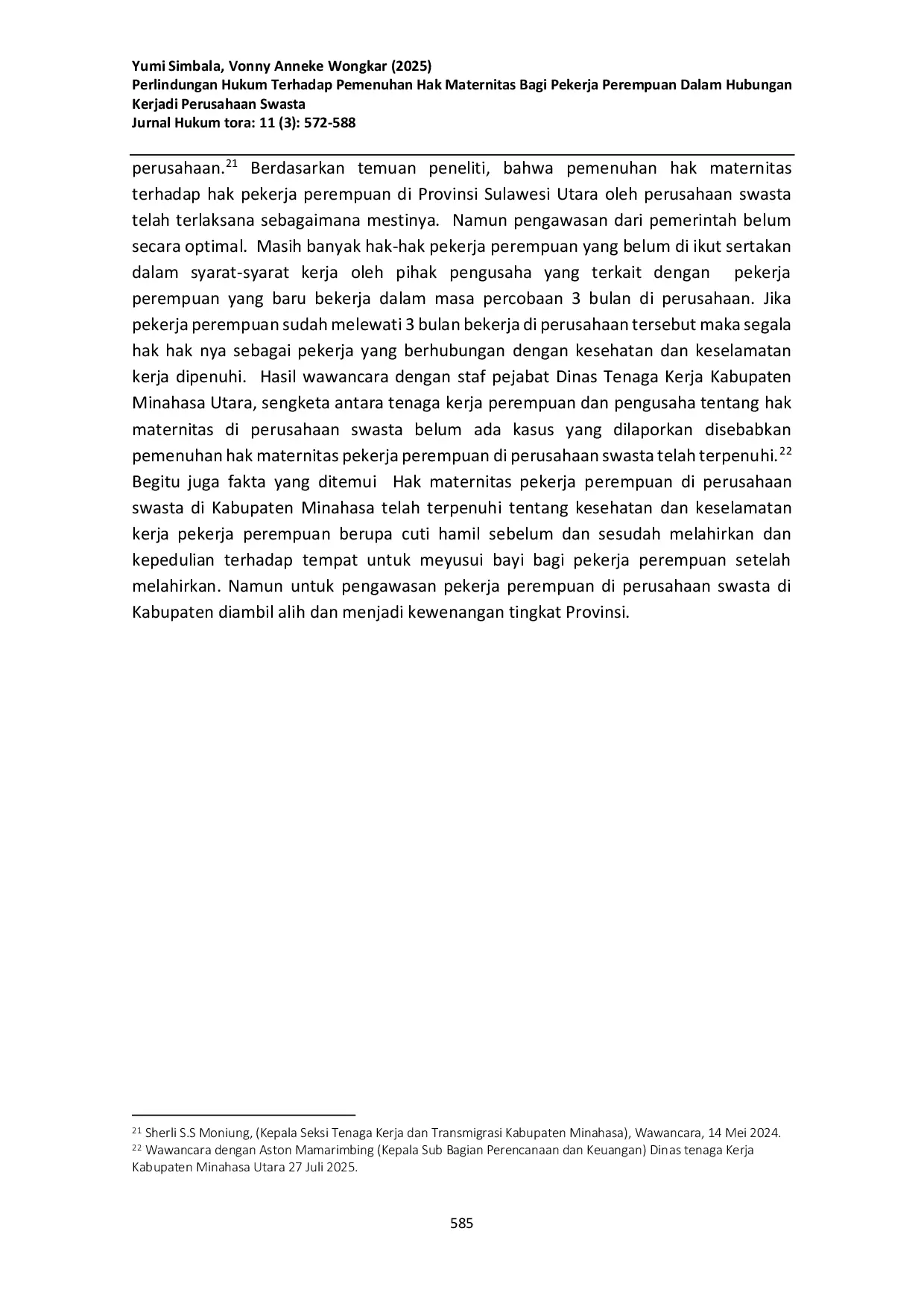 JURIS Perlindungan Hukum Terhadap Pemenuhan Hak Maternitas Bagi Pekerja Perempuan Dalam Hubungan Kerjadi Perusahaan Swasta