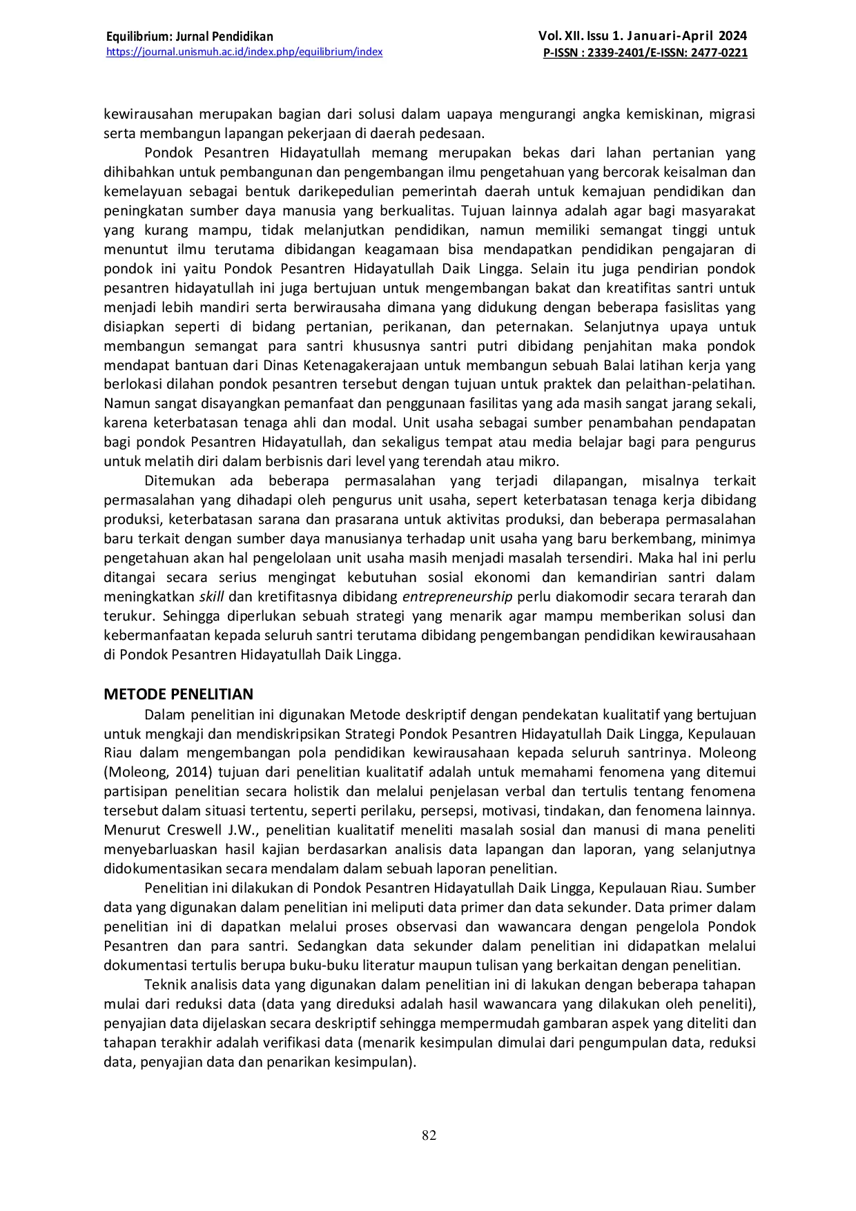 JURIS Strategi Pengembangan Pendidikan Kewirausahaan di Pondok Pesantren Hidayatullah Daik Lingga Kepulauan Riau