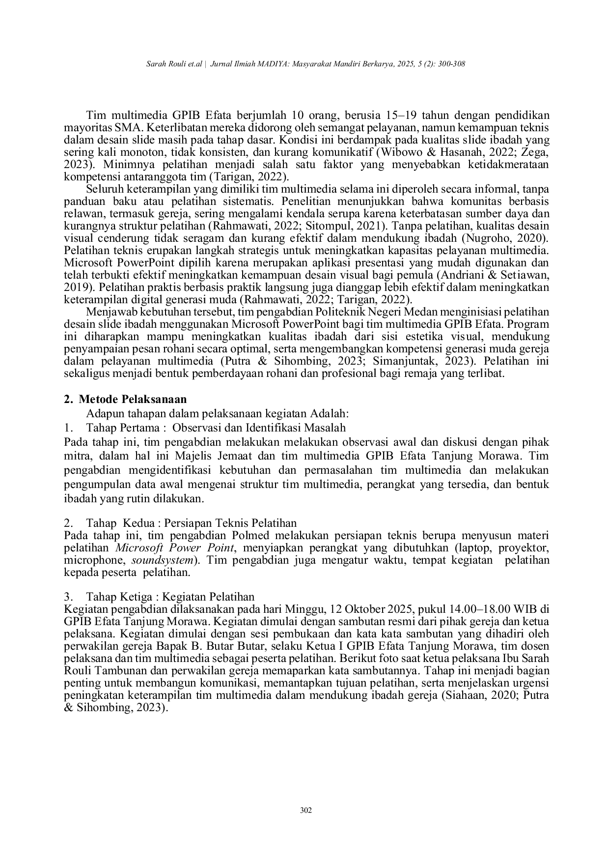 JURIS Pelatihan Keterampilan Desain Slide Ibadah Melalui Pelatihan Microsoft PowerPoint bagi Tim Multimedia GPIB Efata Tanjung